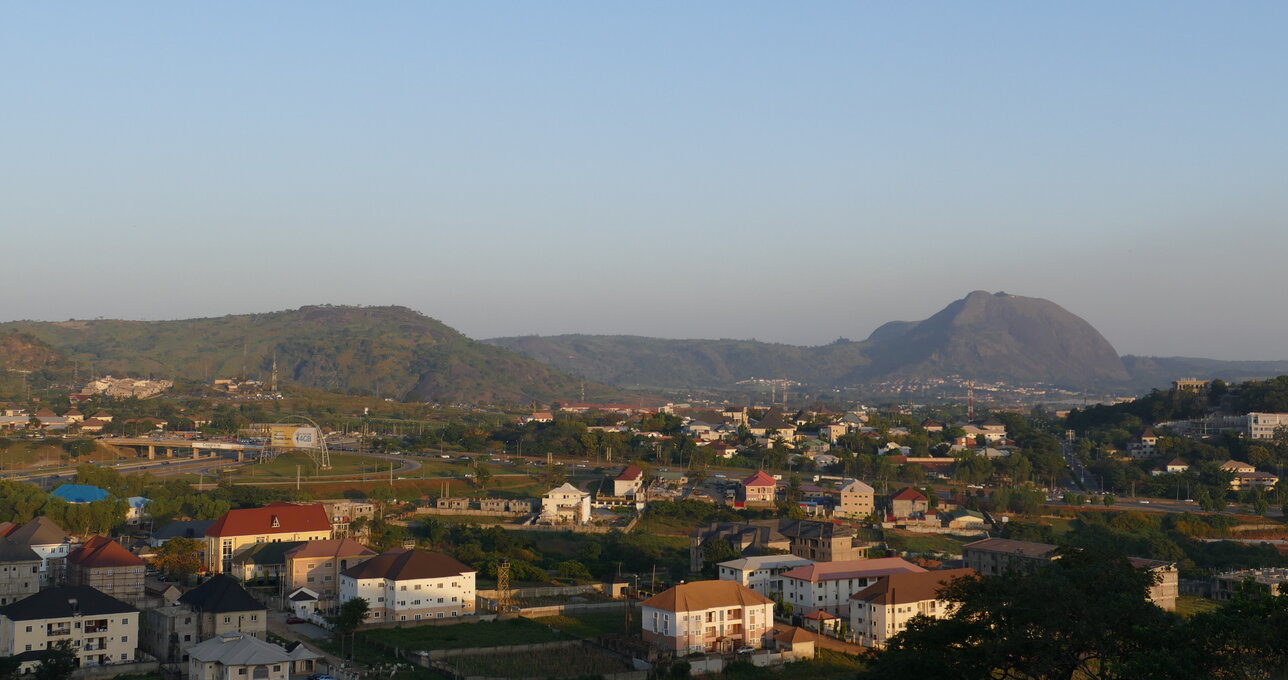 Abuja seen from Katampe hill, with Aso Rock on the horizon